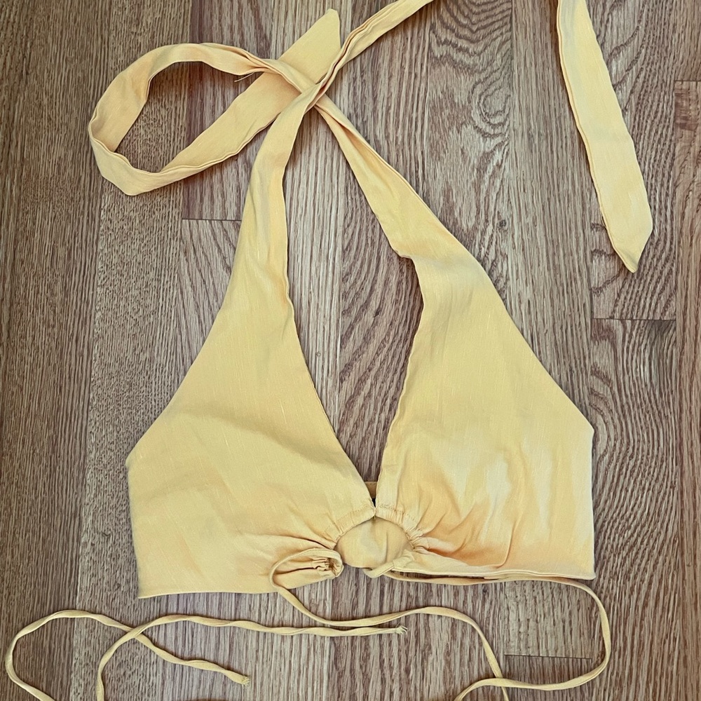ZARA tangerine linen blend crop top XS!